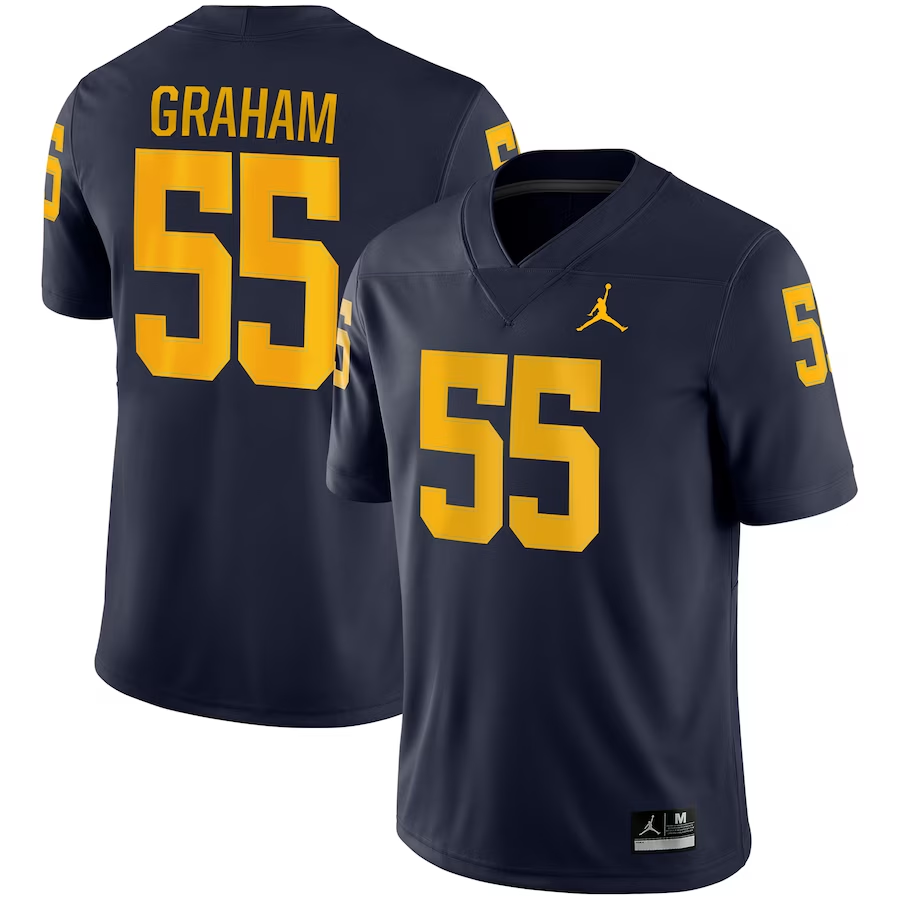Men's Michigan Wolverines Mason Graham #55 Navy Alumni Jersey